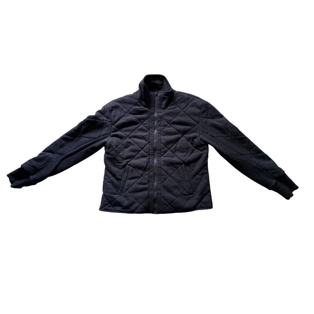 Lululemon Black Quilted Full Zip Mock Neck Jacket Women Size 10 - Picture 1 of 11